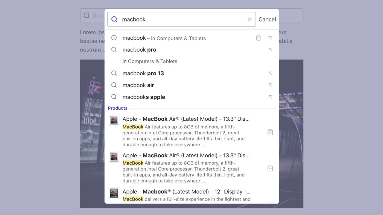 Autocomple detached mode on desktop