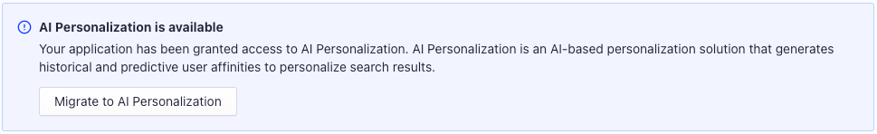 Banner inviting users to migrate to Advanced Personalization