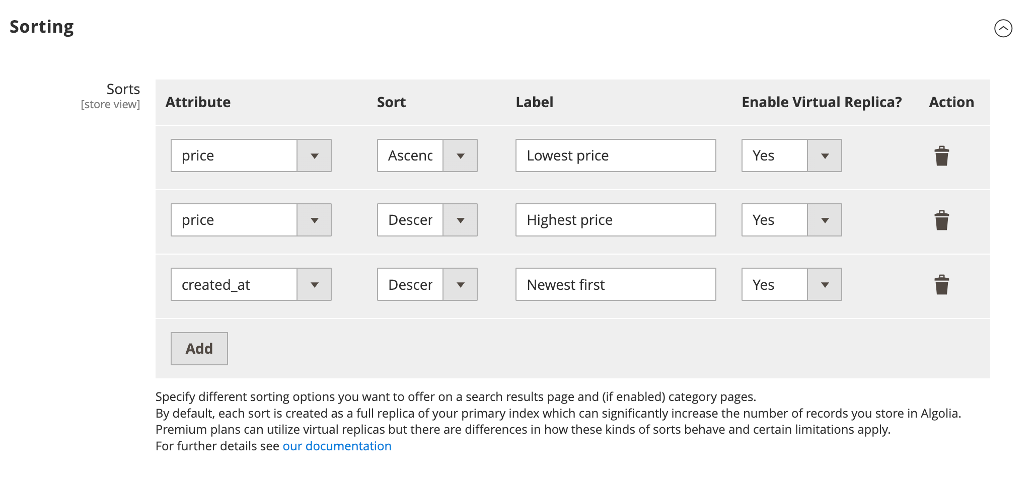 Configure the InstantSearch results page faceting