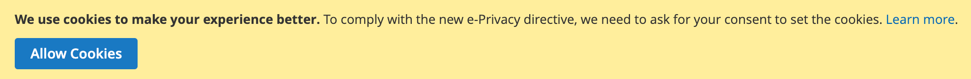 Default cookie consent form