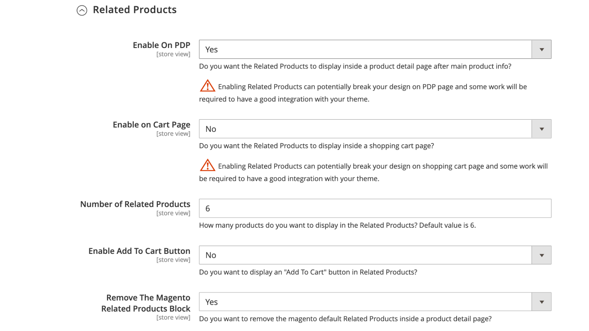 Configure the Related Items recommendations in the Magento dashboard
