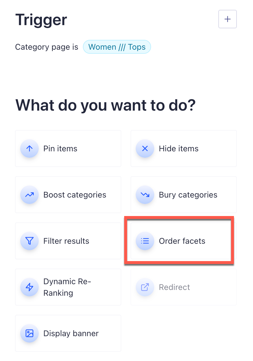 Order facets in an Algolia rule