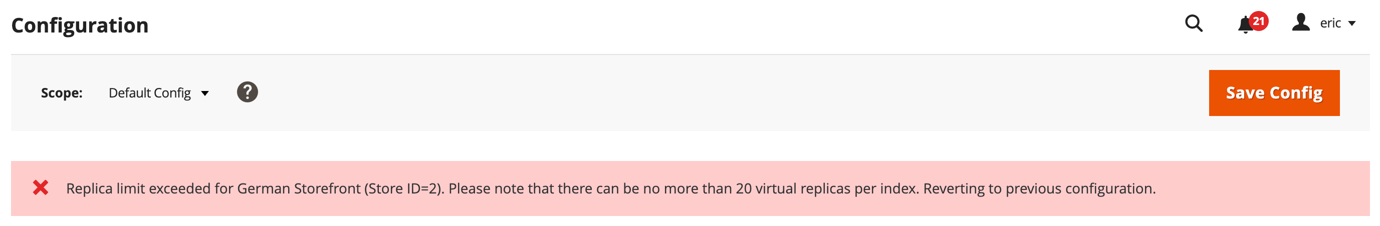 Invalid replica config from admin