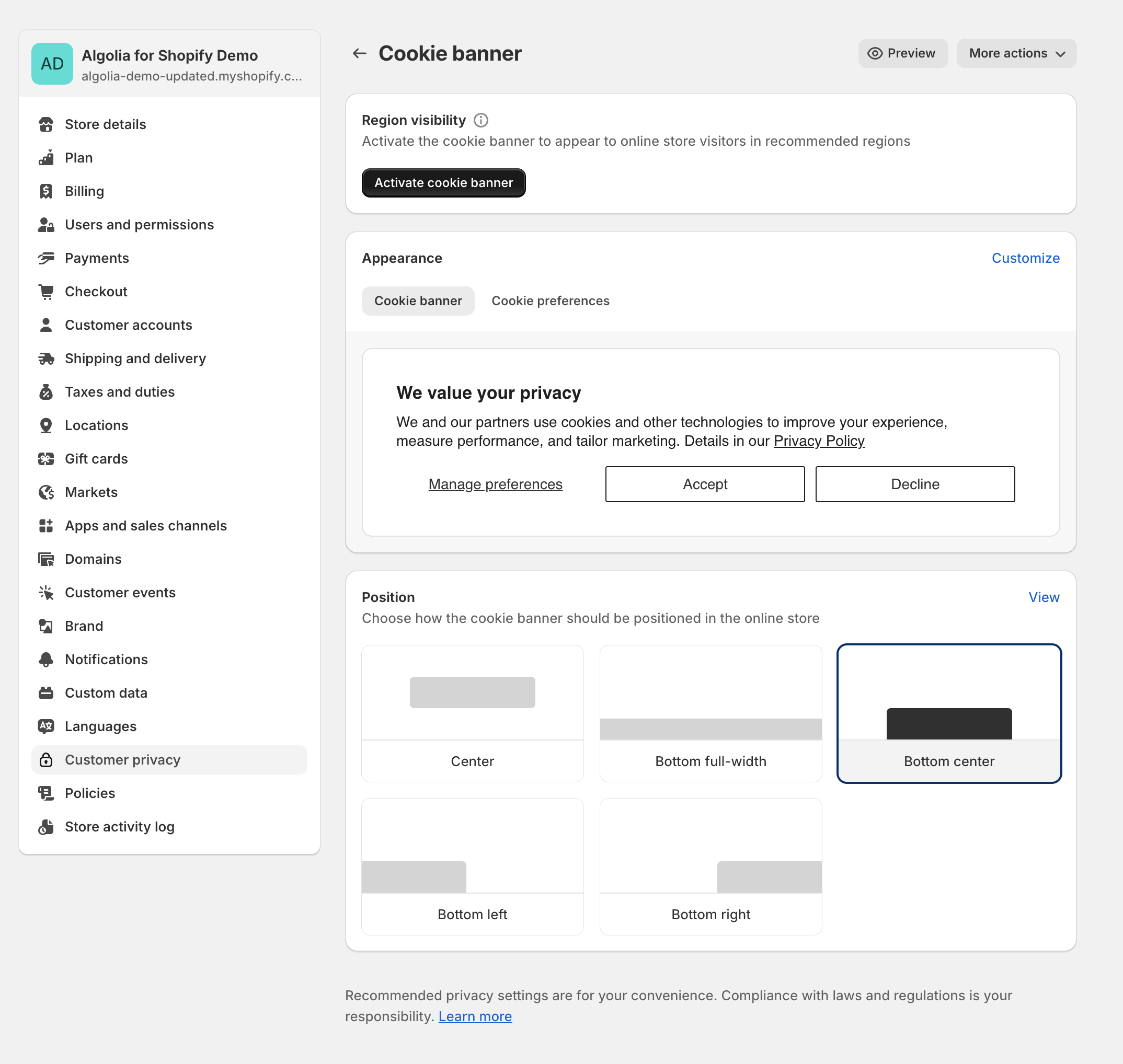 Enable your Cookie Consent Banner