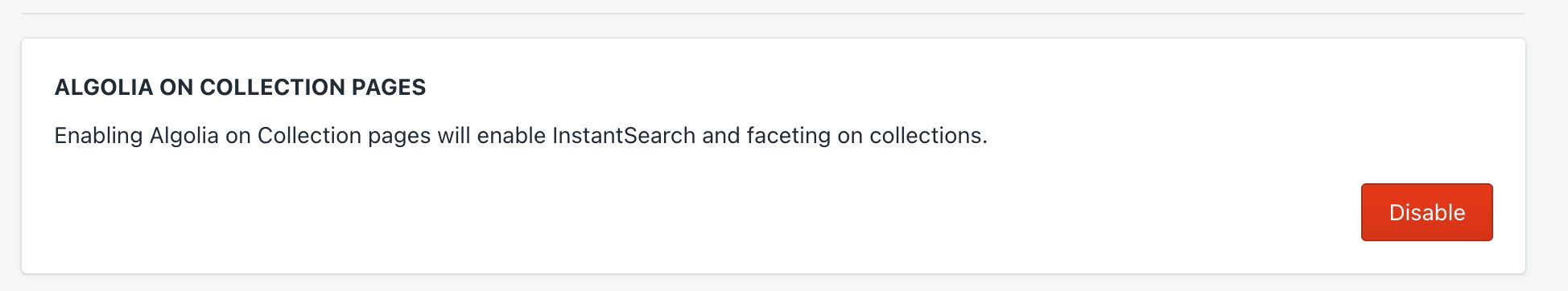 The Collection pages facets settings in the Shopify admin