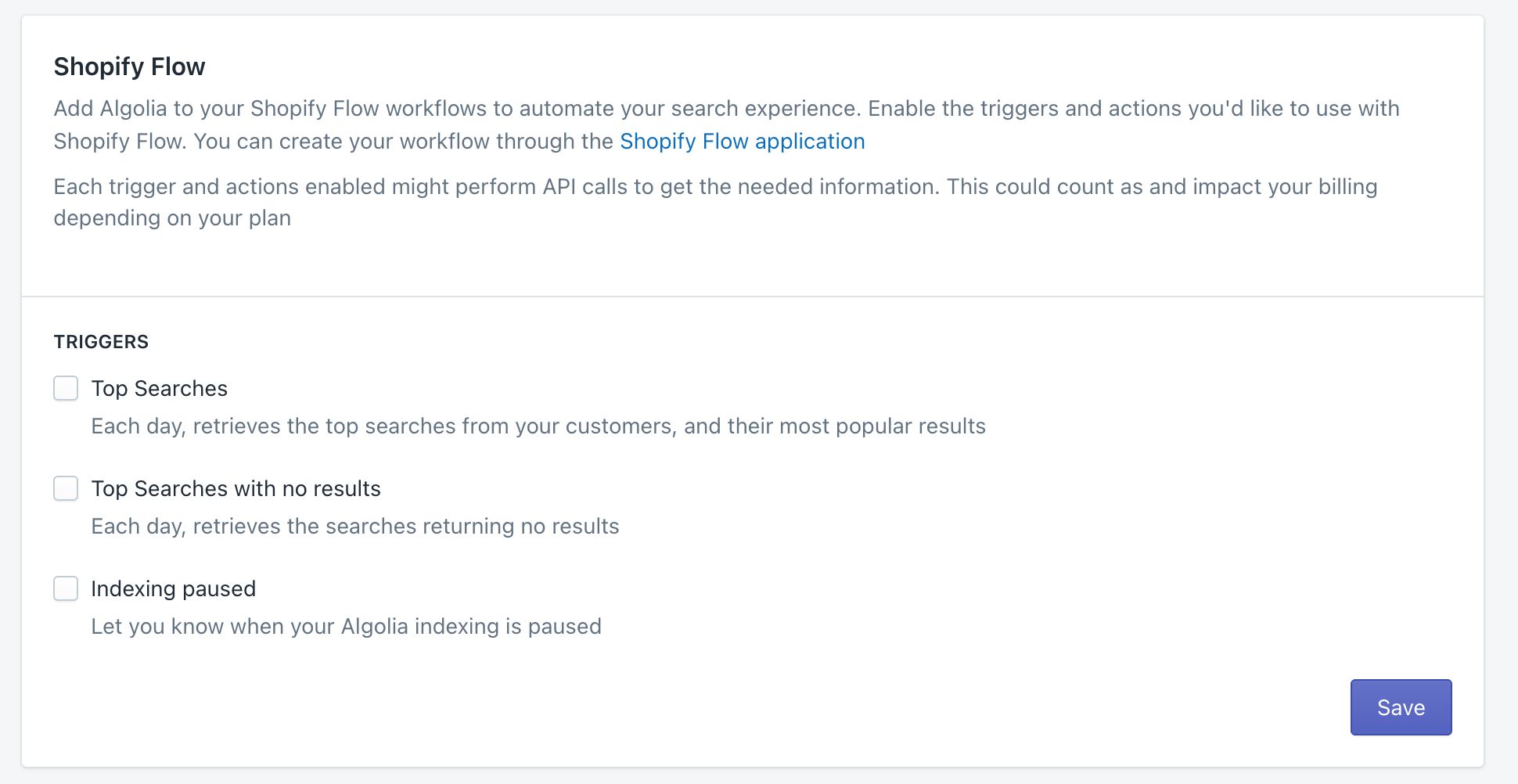 Select the Top searches trigger in the Shopify Flow app