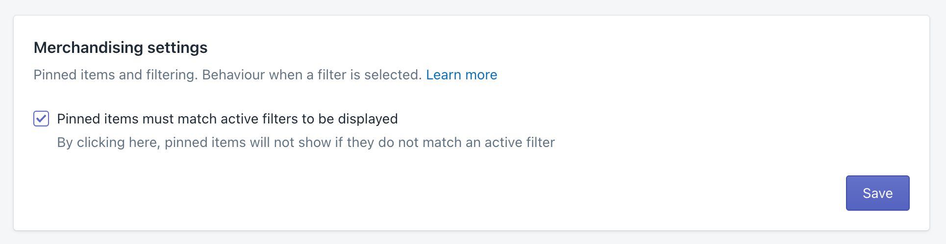 Pinned items and filtering