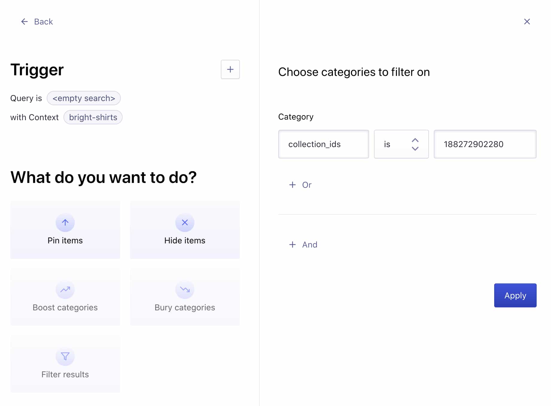 Filter the search results on that particular collection
