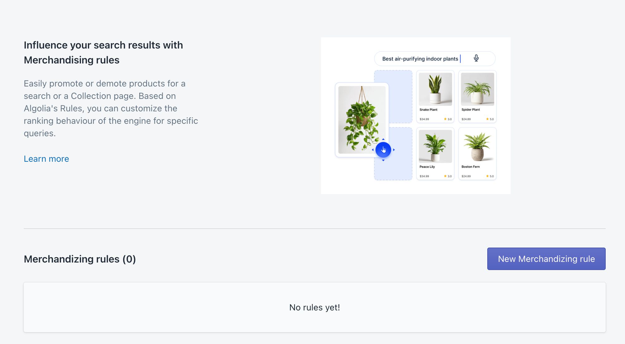 The Merchandising tool in the Shopify admin