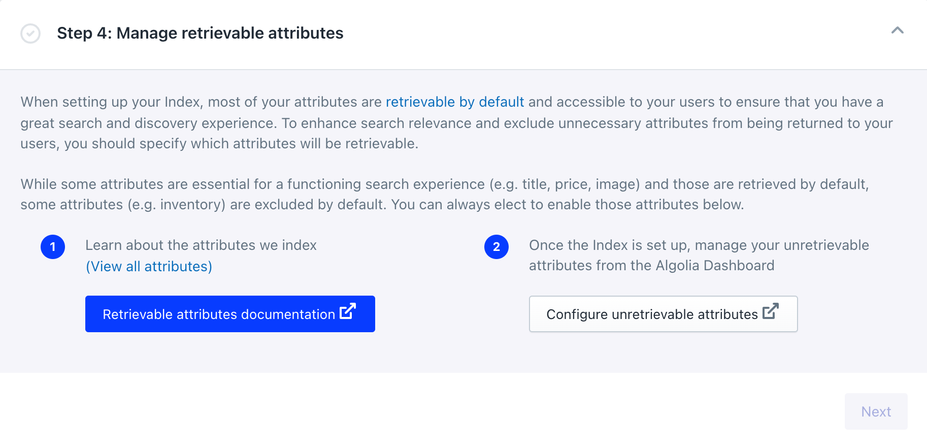 Configure unretrievable attributes.