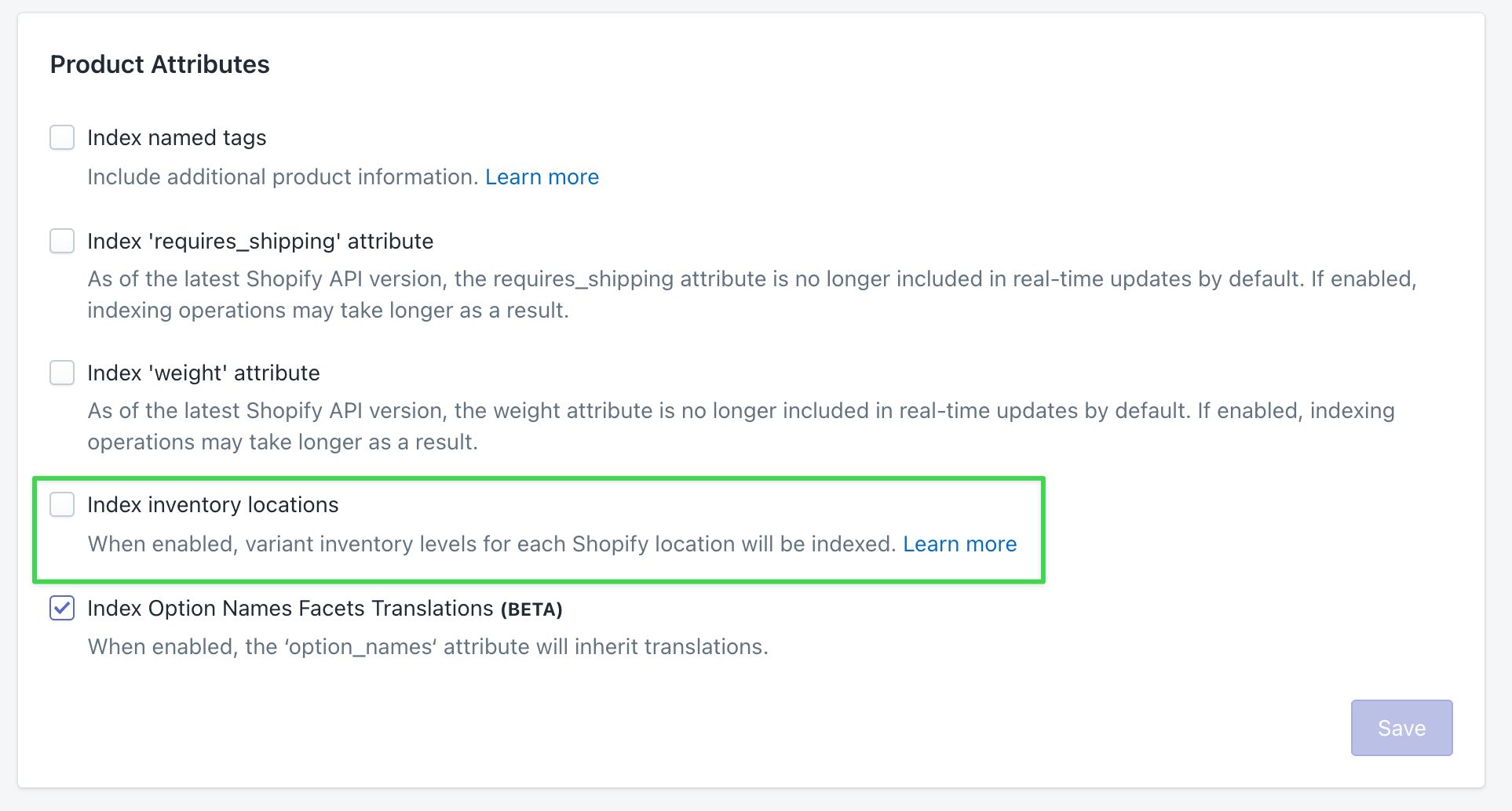 Update product indexing settings in the Algolia AI Search & Discovery app