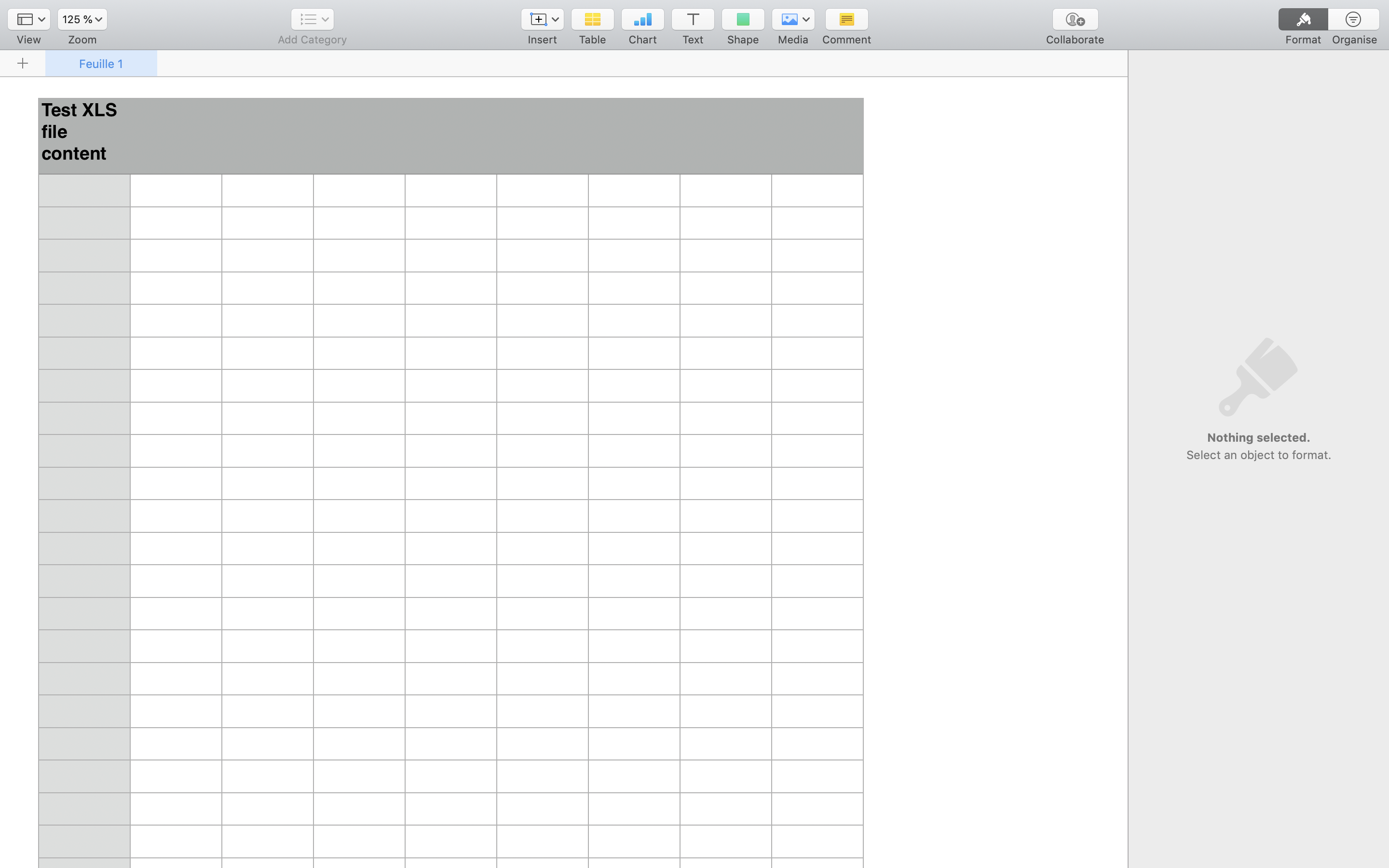 Image of a PDF that says: Test XML file content