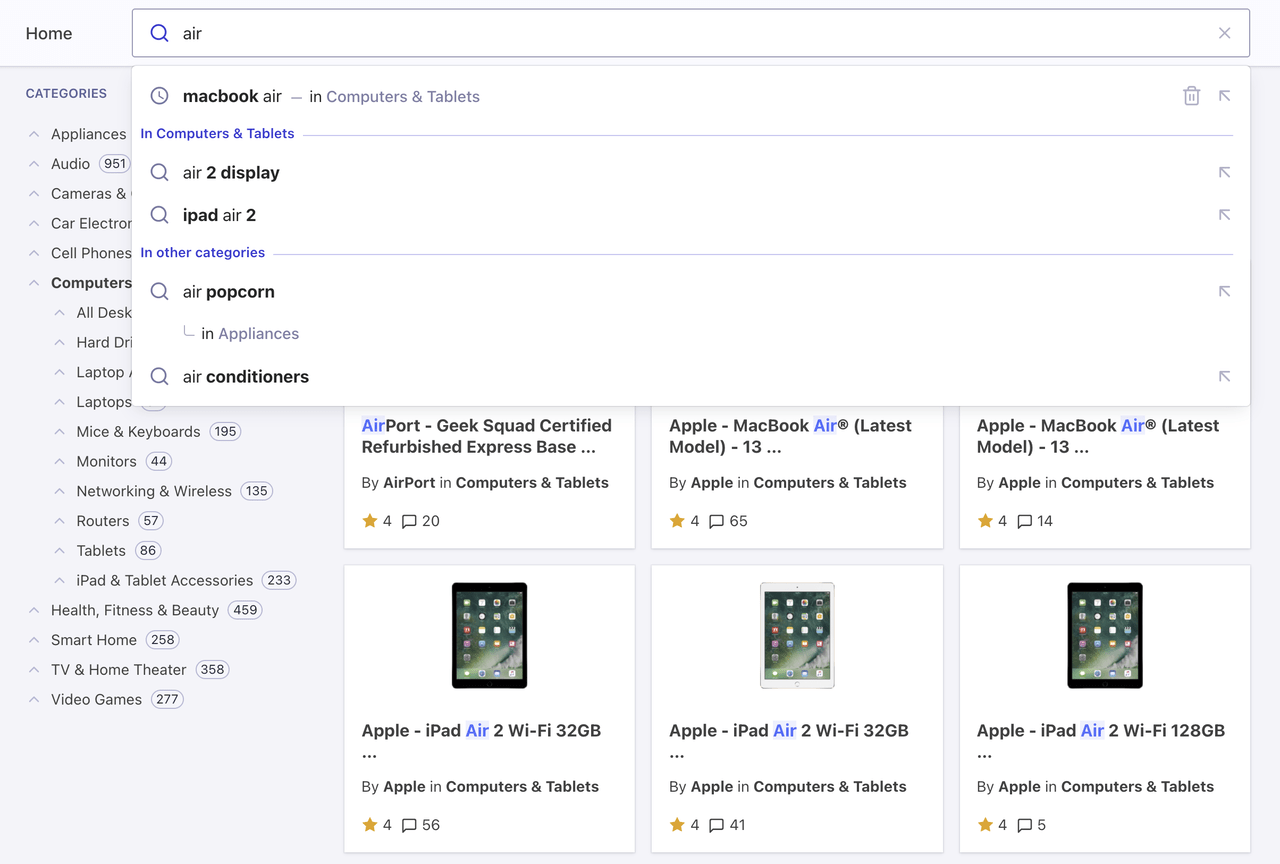 Integration with React InstantSearch
